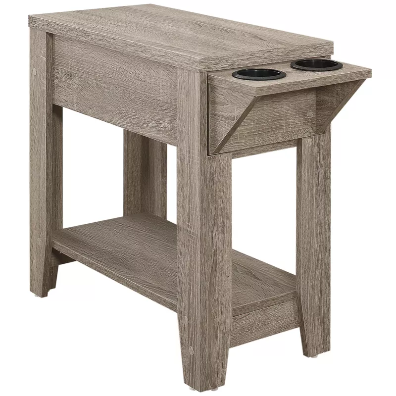 Accent Table/ Side/ End/ Storage/ Lamp/ Living Room/ Bedroom/ Laminate/ Dark Taupe/ Transitional