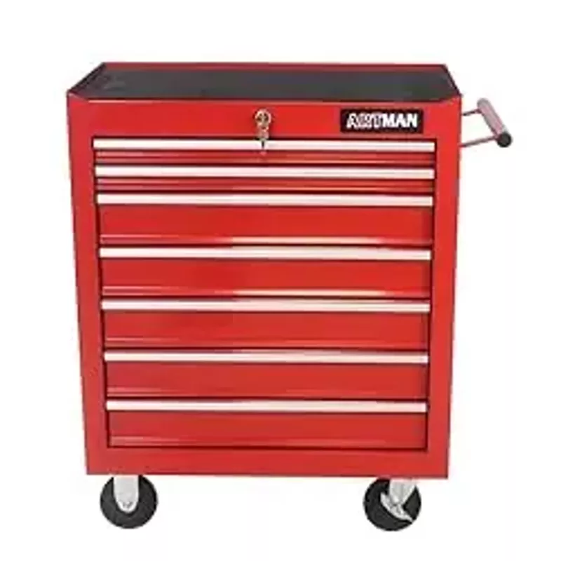 Rolling Tool Chest with 7-Drawer Tool Box,Multifunctional Tool Cart on Wheels,Tool Storage Organizer Cabinets with Key Locking for Garage, Warehouse, Repair Shop,24.20"D x 12.90"W x 29.90"H (red)