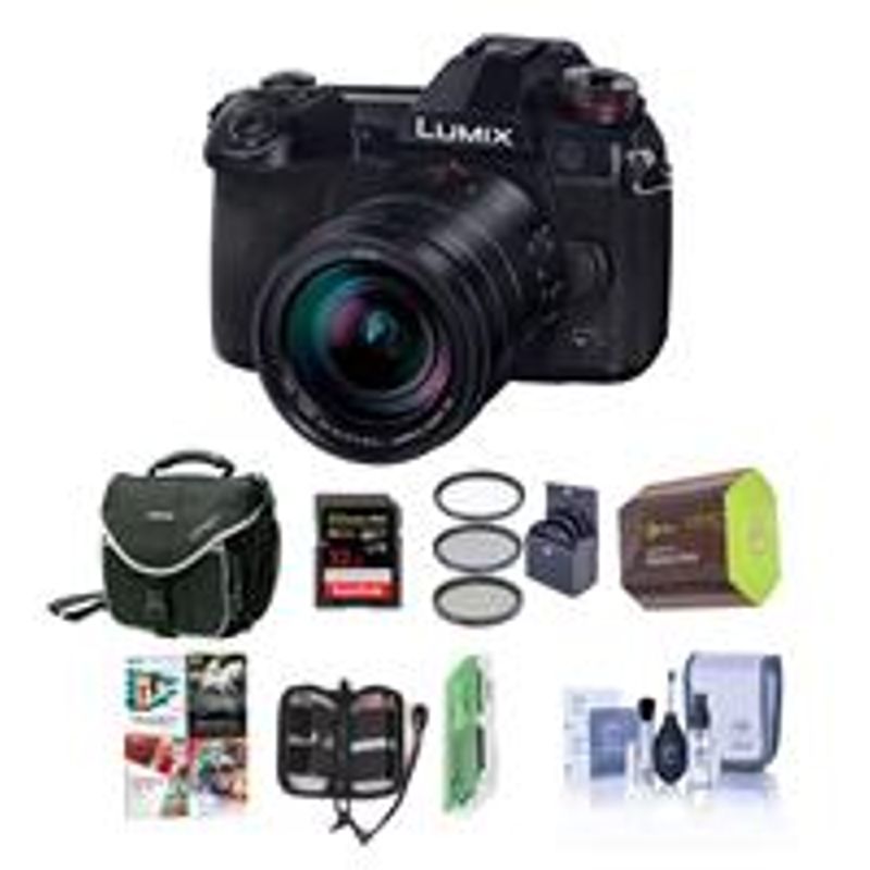 Panasonic Lumix G9 Mirrorless Camera, Black with Lumix G Leica DG Vario-Elmarit 12-60mm F/2.8-4.0 Lens - Bundle With 32GB SDHC U3 Card,...