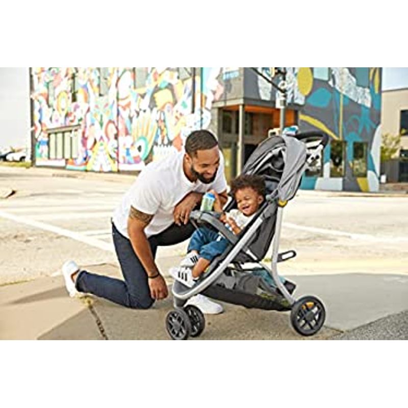 Century Stroll On 3-Wheel 2-in-1 Lightweight Travel System | Infant Car Seat and Stroller Combo, Berry