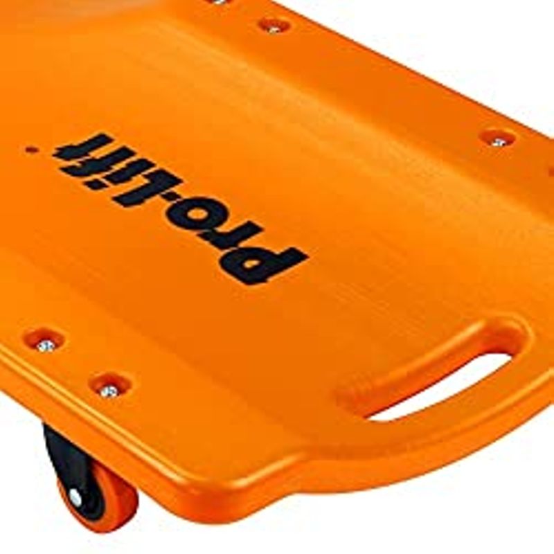 Pro-LifT Mechanic Plastic Creeper 36 Inch - Blow Molded Ergonomic HDPE Body with Padded Headrest - 300 Lbs Capacity Orange
