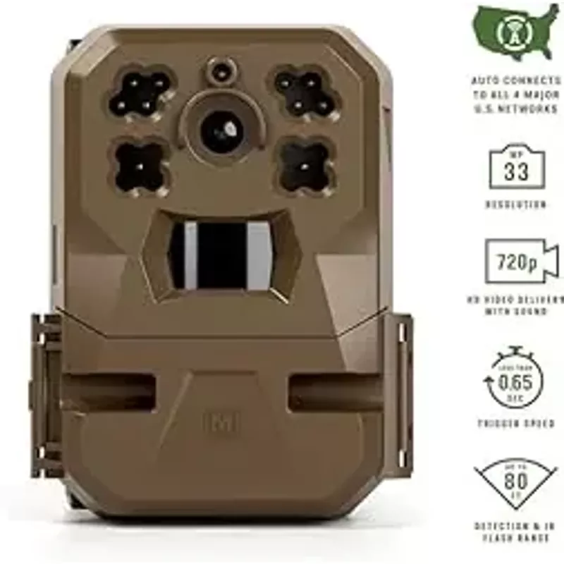 Moultrie Mobile Edge Cellular Trail Camera with Rechargeable Lithium-Ion Battery - Auto Connect - Nationwide Coverage - 720p Video with Audio, Cloud Storage, Extended Runtime, Weatherproof