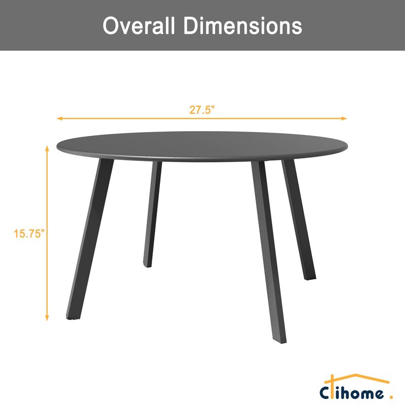 Clihome Weather Resistant Round Steel Patio Large Coffee Table - Yellow