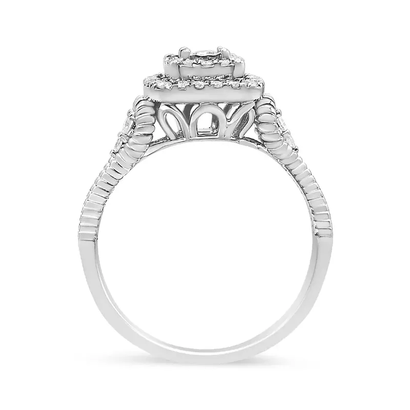 .925 Sterling Silver 1/3 Cttw Miracle Set Round-Cut Diamond Cocktail Ring (H-I Color, I1-I2 Clarity)- Size 6