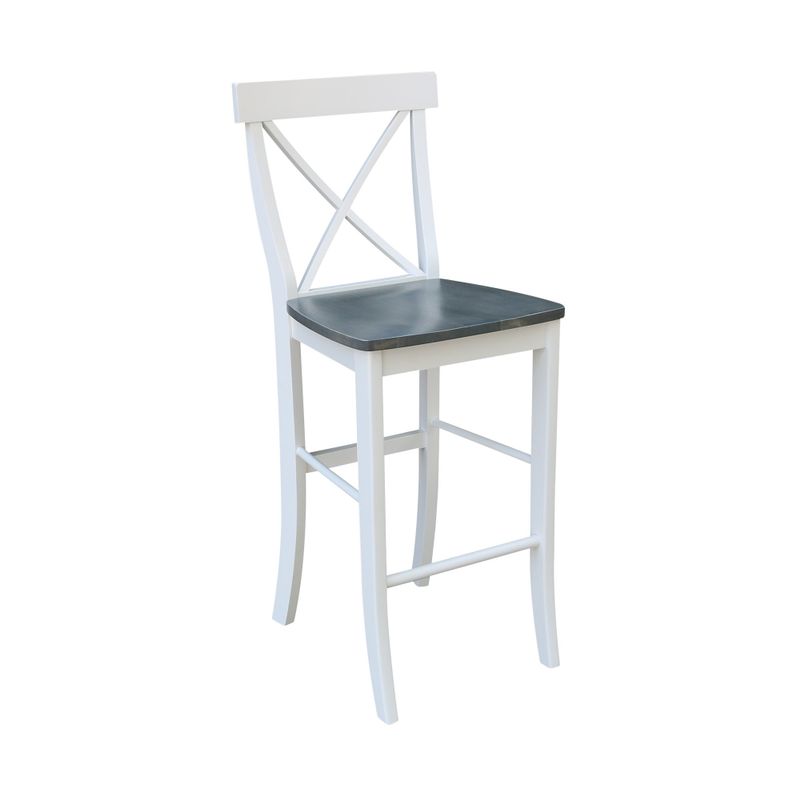 36" Bar Height Table with 2 X-Back Bar Height Stools - 3 Piece Set - Bar Height - White/Heather Gray