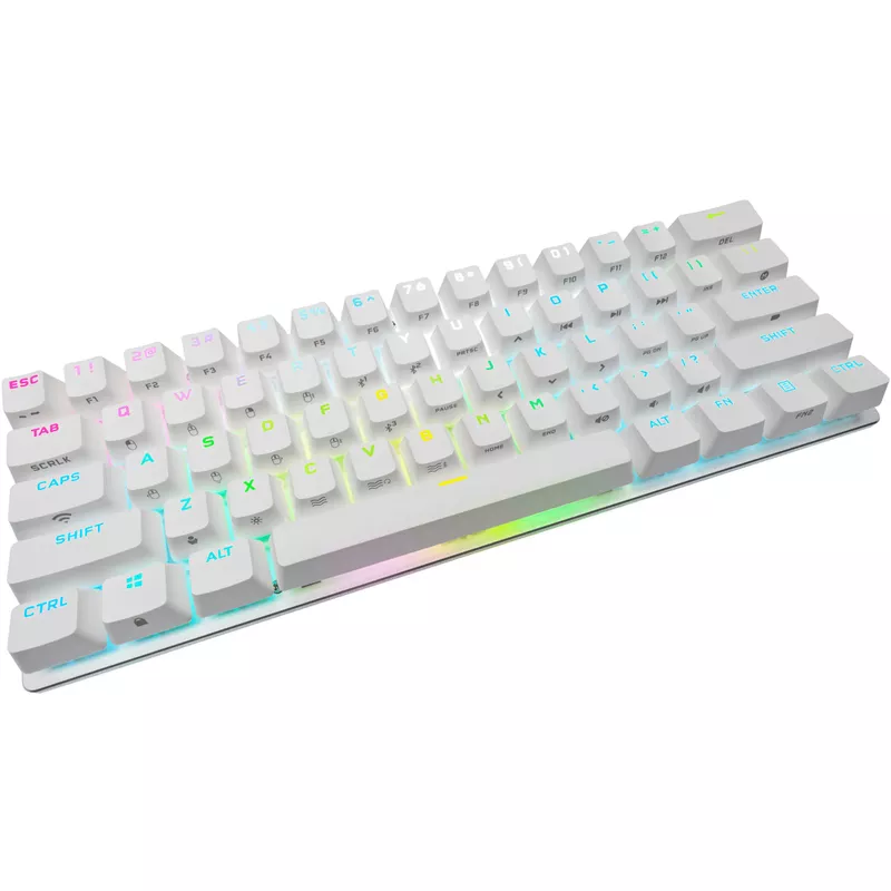 CORSAIR - K70 Pro Mini Wireless 60% RGB Mechanical Cherry MX SPEED Linear Switch Gaming Keyboard with swappable MX switches - White