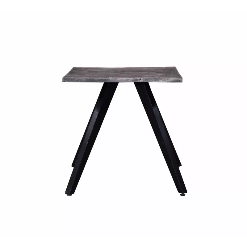 Jett 24 in. Grey Rectangle Acacia Wood Accent End Table with Black Metal Legs