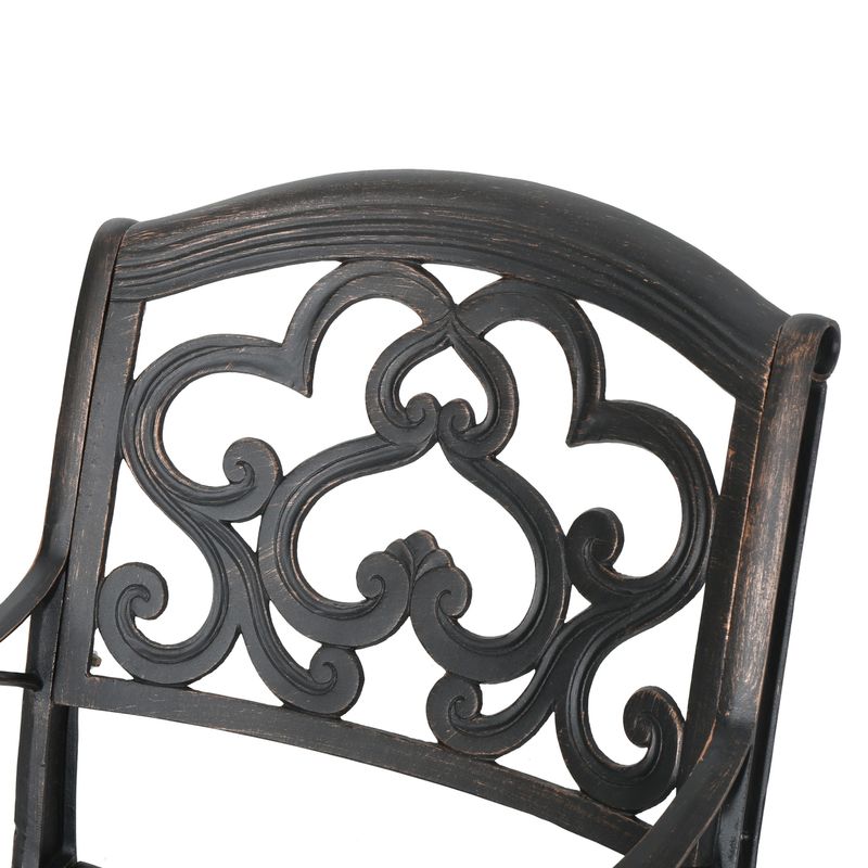 Austin Outdoor 3-piece Cast Aluminum Square Bistro Set by Christopher Knight Home - Shiny Copper