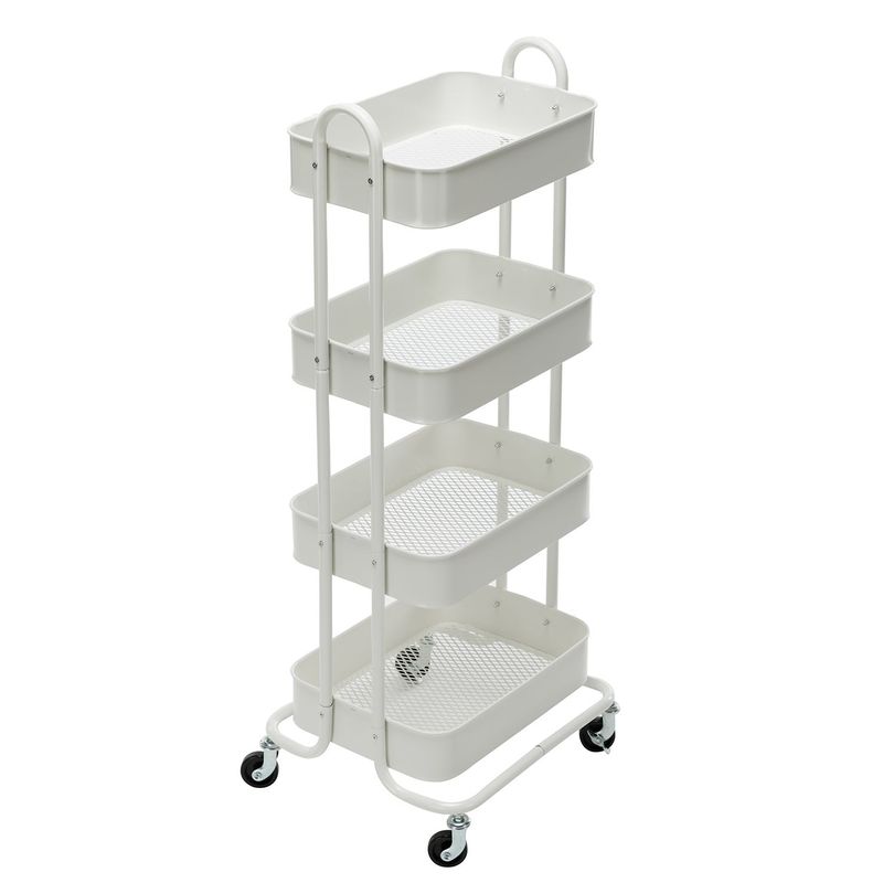 4-Tier Metal Utility Cart with Wheels Storage Shelves Organizer - 17.7"x13.7"x42.9" - Blue