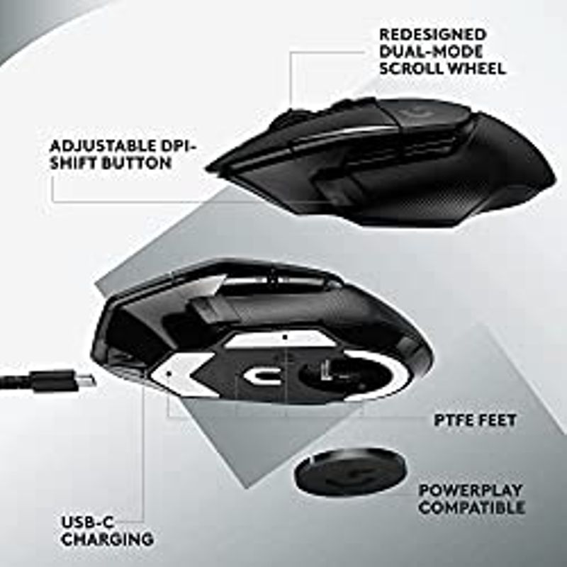 Logitech G502 X Lightspeed Wireless Gaming Mouse - Optical Mouse with LIGHTFORCE Hybrid Optical-Mechanical switches, Hero 25K Gaming...