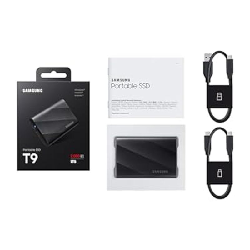 SAMSUNG T9 Portable SSD 2TB, USB 3.2 Gen 2x2 External Solid State Drive, Seq. Read Speeds Up to 2,000MB/s for Gaming, Students and...