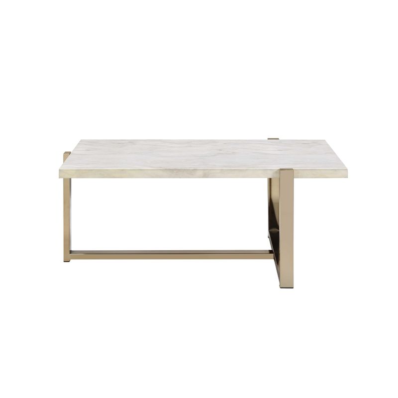 ACME Feit Coffee Table, Faux Marble & Champagne