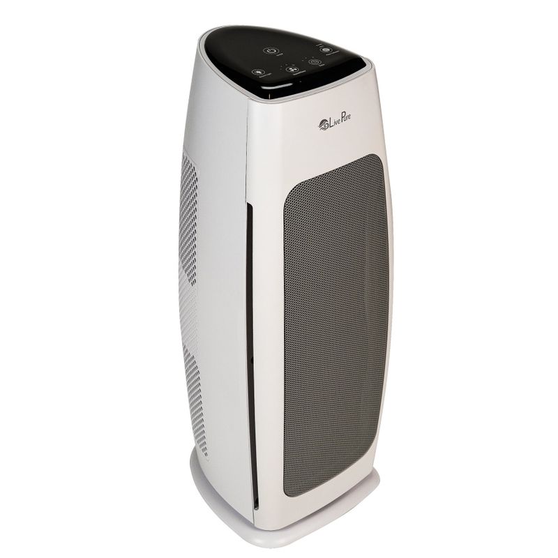 LivePure LP270THP Sierra Series Digital Tall Tower Air Purifier with Permanent Filtration - Grey