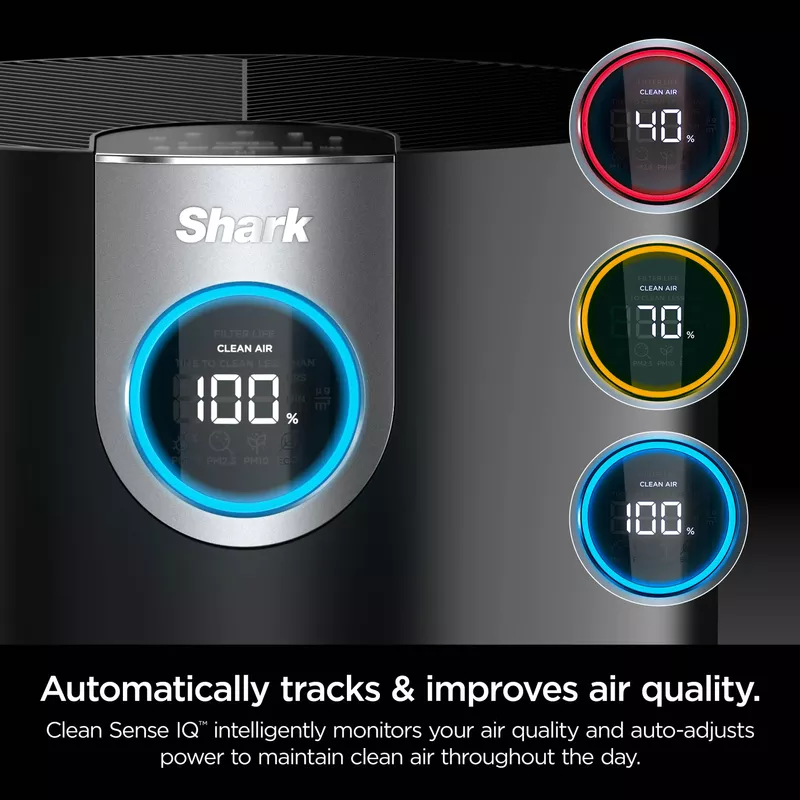 Shark - Air Purifier MAX with True NanoSeal HEPA, Cleansense IQ, Odor Lock, Cleans up to 1200 Sq. Ft - Charcoal Grey