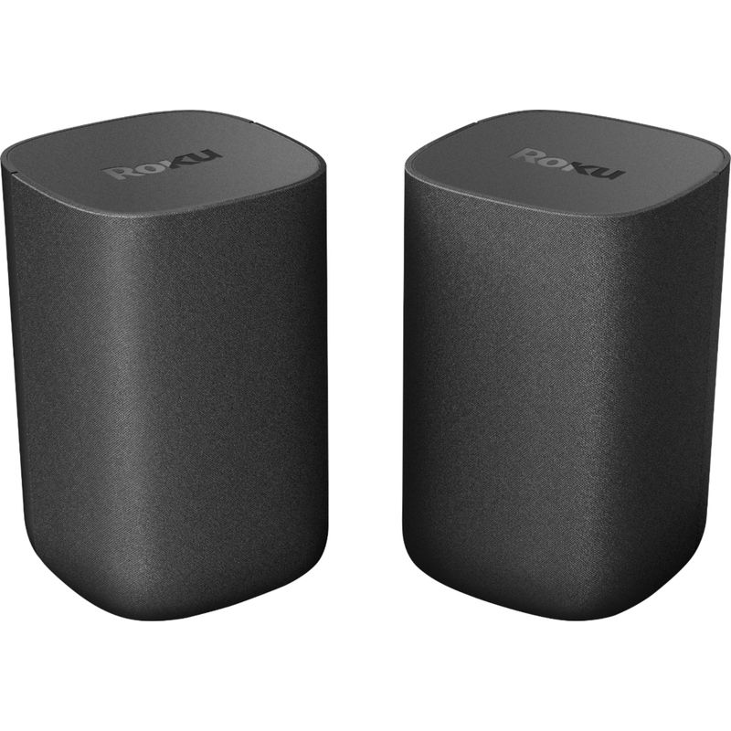 Front Zoom. Wireless Surround Speakers (Pair) for Roku TV, Roku Smart Soundbar, Roku Streambar or Streambar Pro - Black