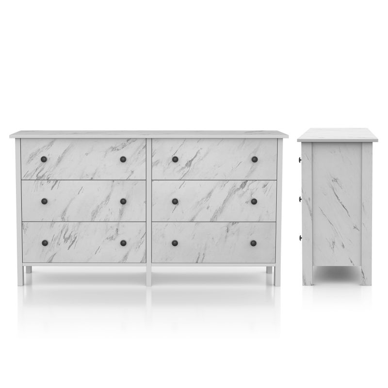 DH BASIC Transitional 6-Drawer Neutral Youth Dresser by Denhour - White