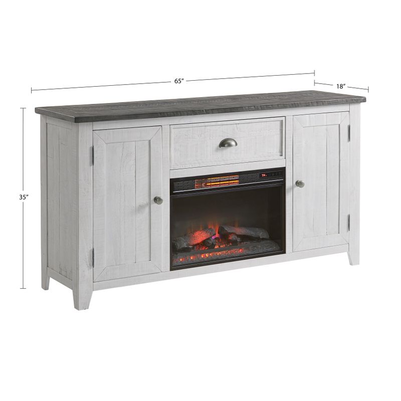 Monterey 65" Solid Wood Dining Server with Electric Fireplace, White Stain and Grey by Martin Svensson Home - White Stain adn Grey