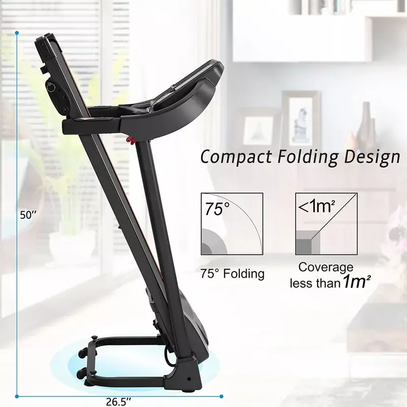 Compact Easy Folding Treadmill Motorized Running Jogging Machine - Black