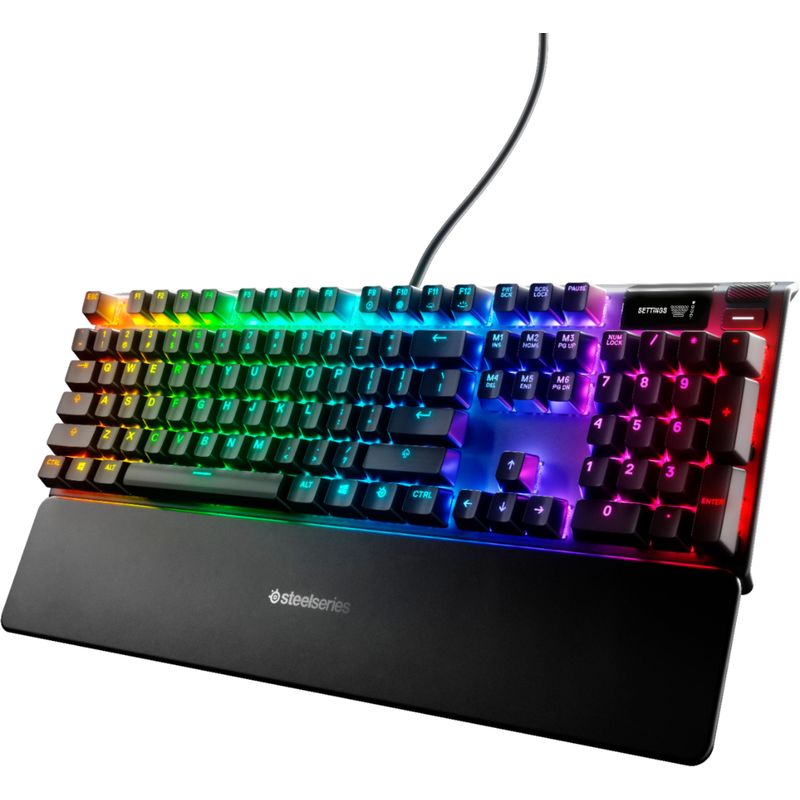 Angle Zoom. SteelSeries - Apex Pro Full Size Wired Mechanical OmniPoint Adjustable Actuation Switch Gaming Keyboard with RGB Backlighting - 