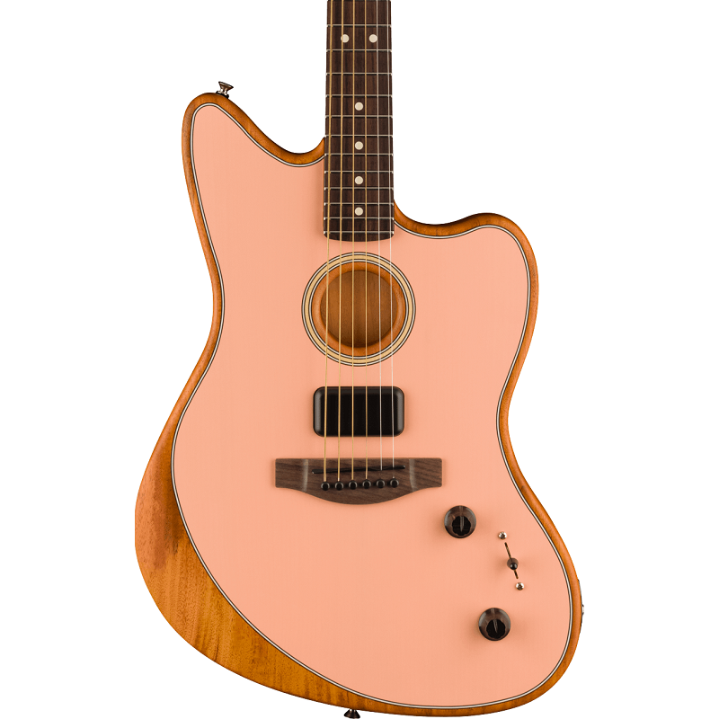 Fender Acoustasonic Player Jazzmaster Acoustic Electric Guitar. Rosewood Fingerboard, Shell Pink