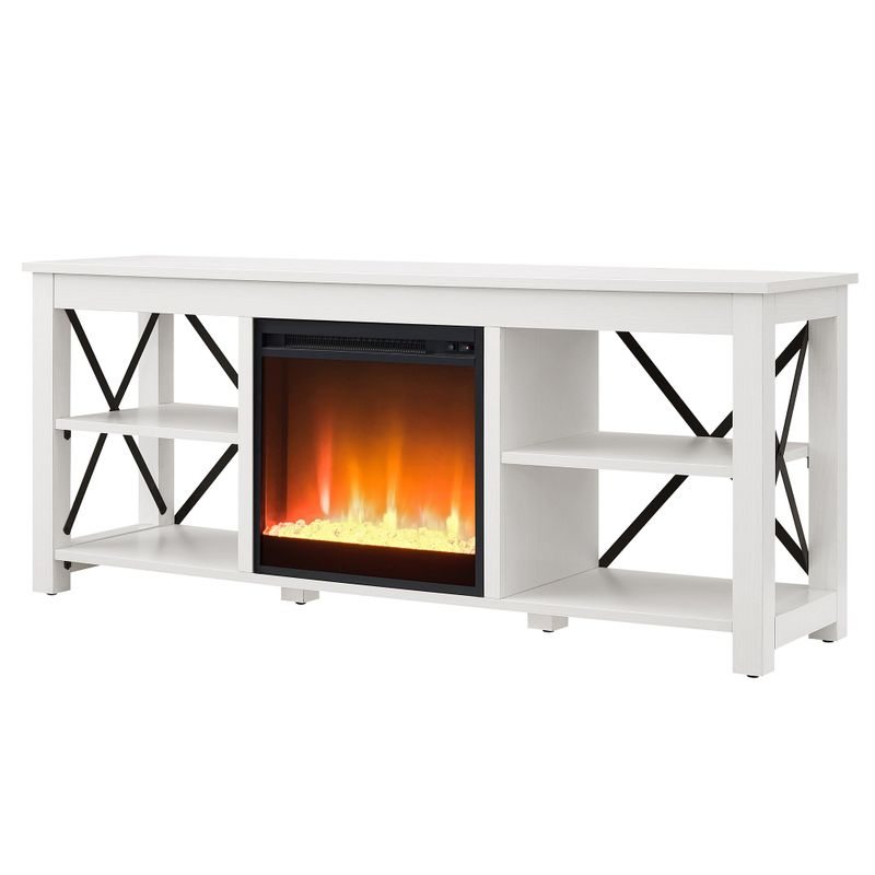 Sawyer TV Stand with Crystal Fireplace Insert - Black
