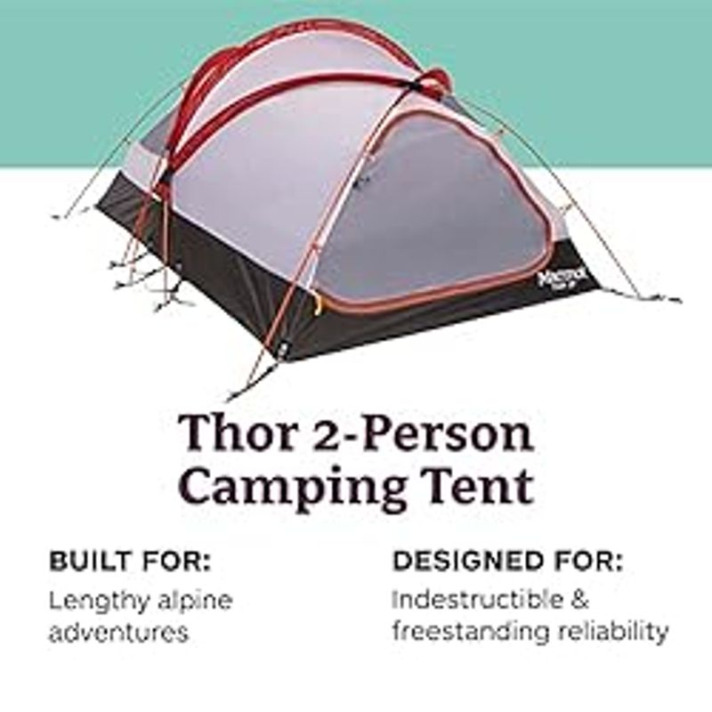 Marmot Thor 2-Person Tent | Easy Set-Up, Water-Resistant, Storm Ready, Blaze, 2 Person