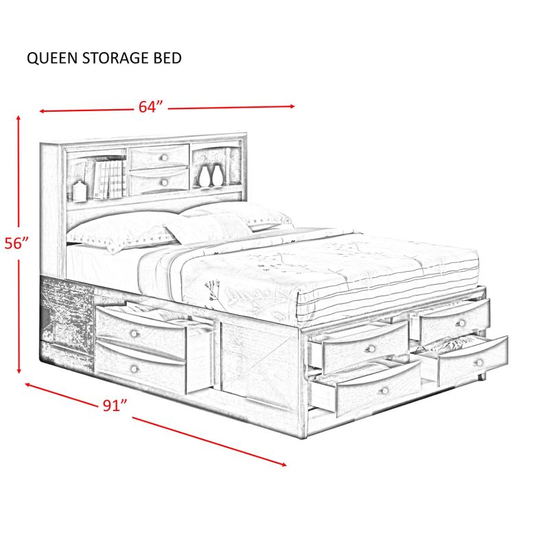 Picket House Furnishings Madison Queen Storage 4PC Bedroom Set - Queen Storage 4 PC Set