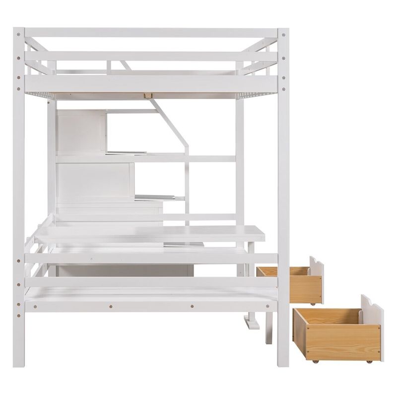 Merax Convertible Full over Full Bunk Bed with Staircase - Grey