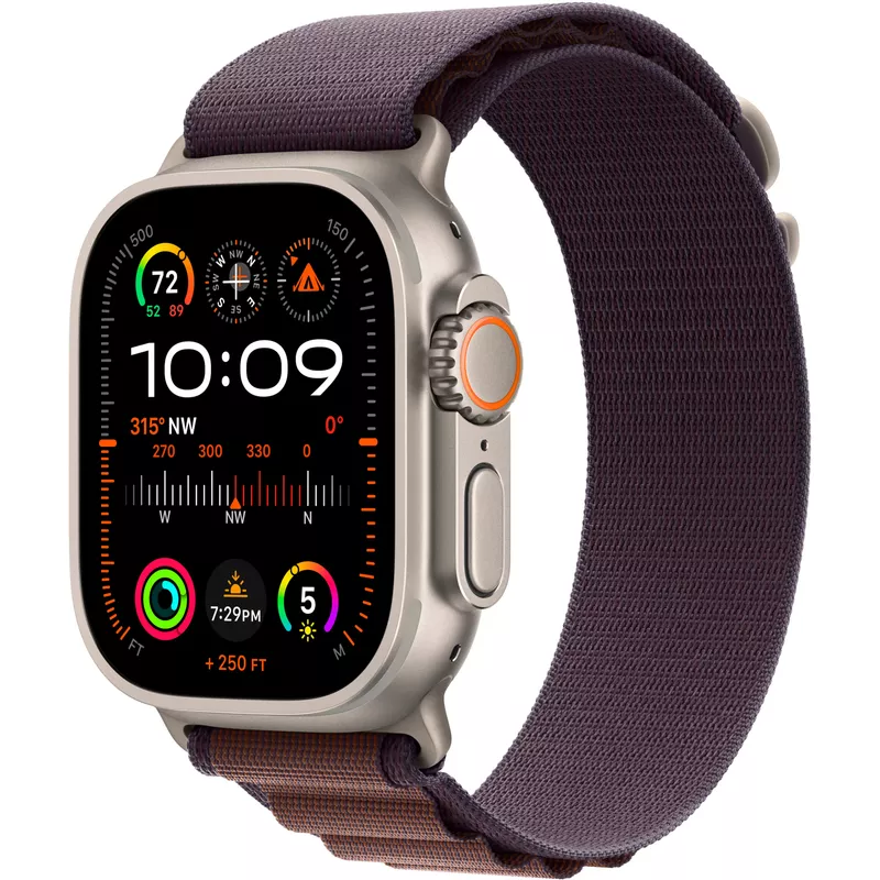 Apple Watch Ultra 2 (GPS + Cellular) 49mm Titanium Case with Indigo Alpine Loop - Small - Titanium