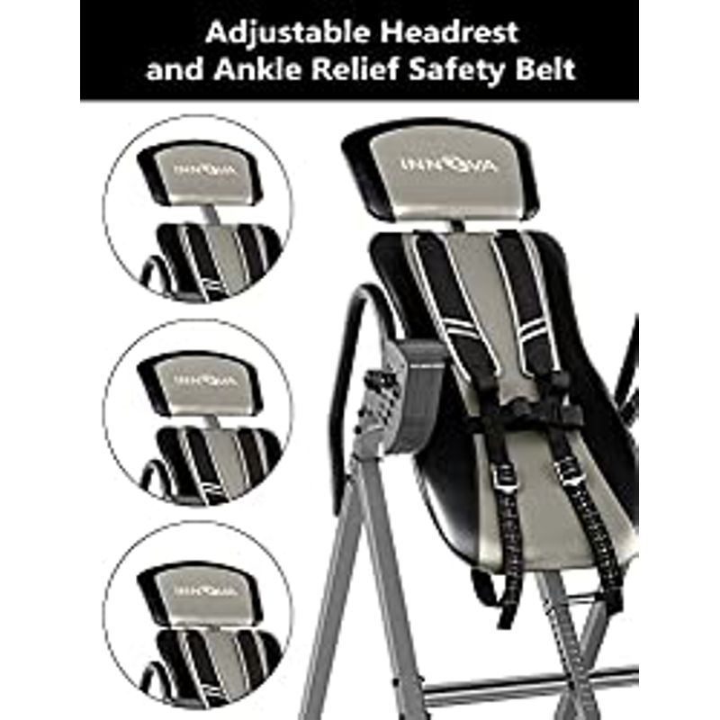 INNOVA HEALTH AND FITNESS ITX9800 Inversion Table with Ankle Relief and Safety Features