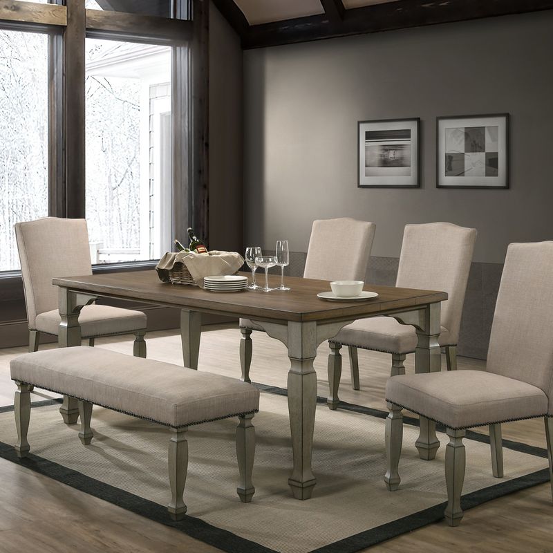 Roundhill Furniture The Gray Barn Willow Springs Antique Grey and Dark Oak Finished Wood 6-piece Dining Set - Grey