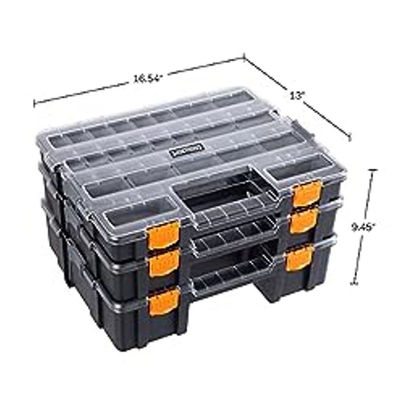 Tool Box Organizer - 3-in-1 Portable Parts Organizer with 52 Customizable Compartments to Store Hardware, Craft Supplies, or Beads by...