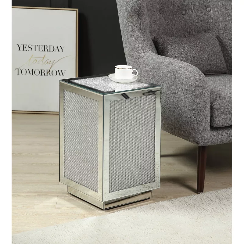 Rent to own ACME Noralie Accent Table, Mirrored & Faux Diamonds ...