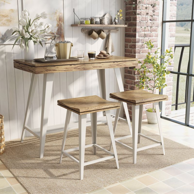 Furniture of America Kaylen 3-Piece Counter Height Table Set - Antique Grey
