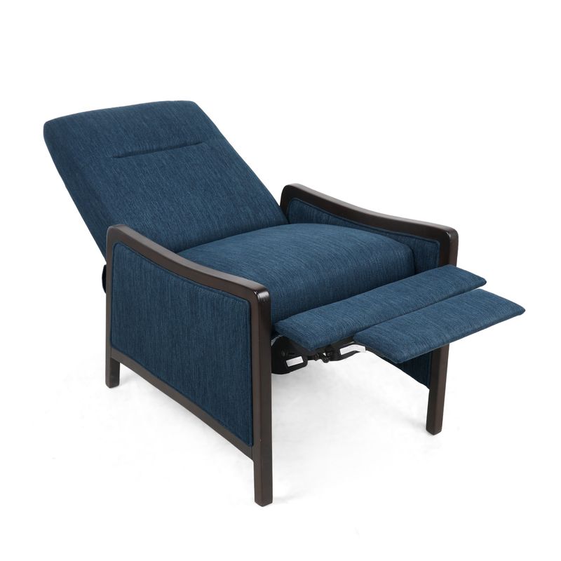 Veatch Contemporary Upholstered Pushback Recliner by Christopher Knight Home - Charcoal + Dark Walnut