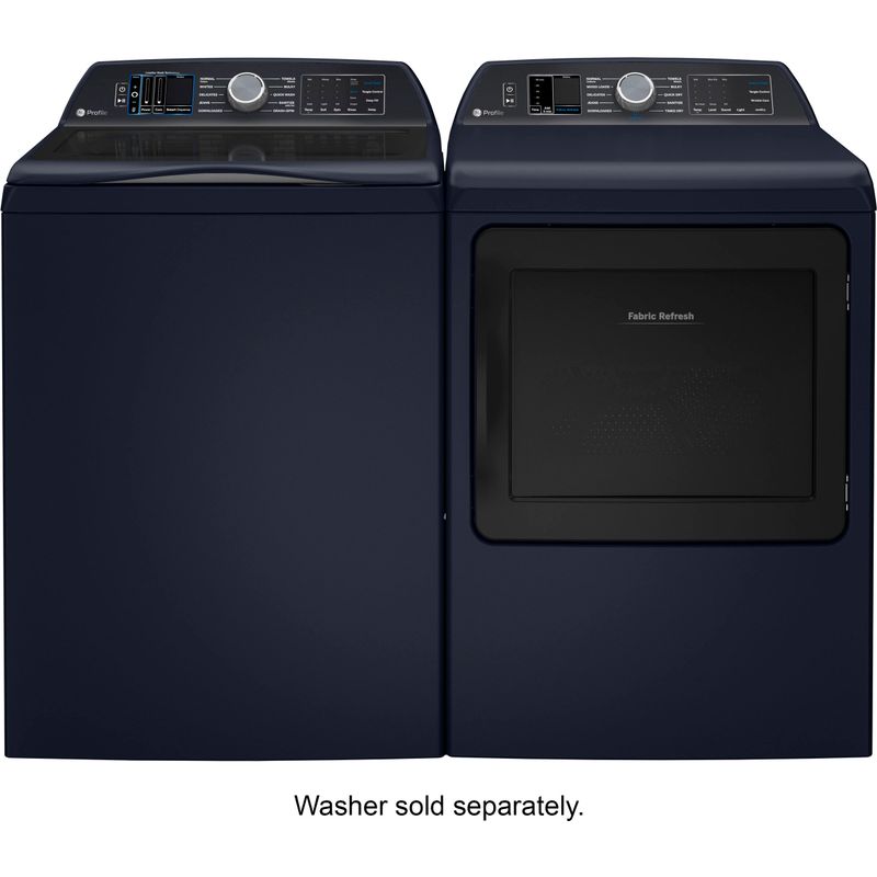 Alt View Zoom 3. GE Profile - 7.3 cu. ft. Smart Electric Dryer with Fabric Refresh, Steam, and Washer Link - Sapphire Blue