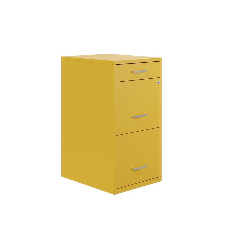 Space Solutions 18" Deep 3 Drawer Metal File Cabinet, Navy - Purple - Letter