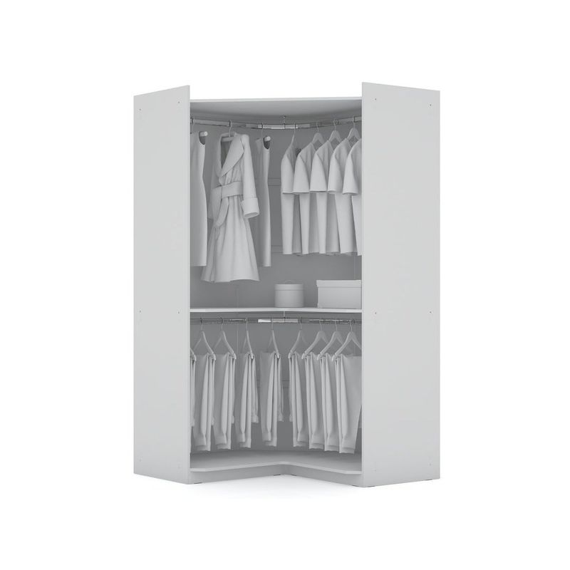 Mulberry Open 2 Sectional Modern Corner 2 Drawer Wardrobe Closet Set of 2 - White