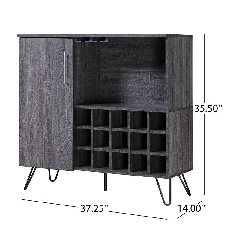 Lochner Mid Century Faux Wood Wine and Bar Cabinet by Christopher Knight Home - sonoma grey oak