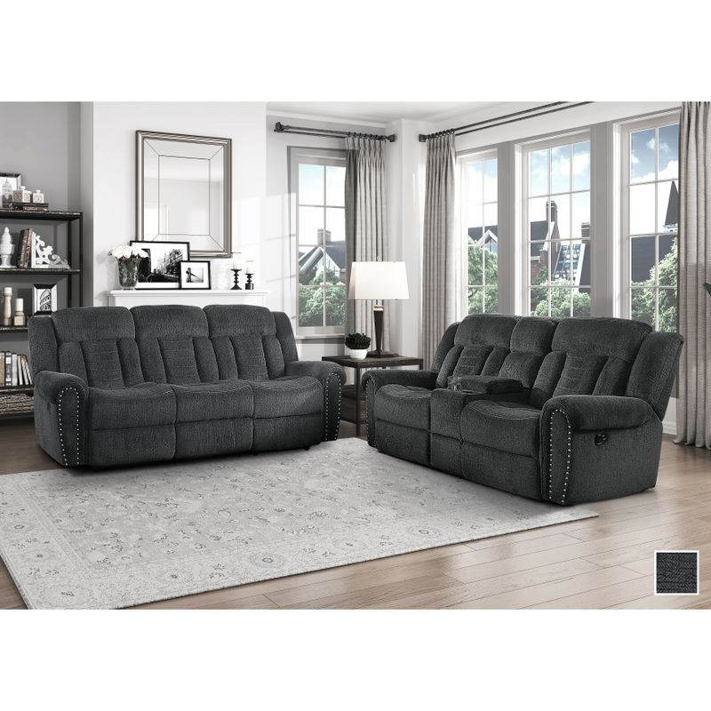 Neleh 2-Piece Reclining Living Room Set - Charcoal Grey