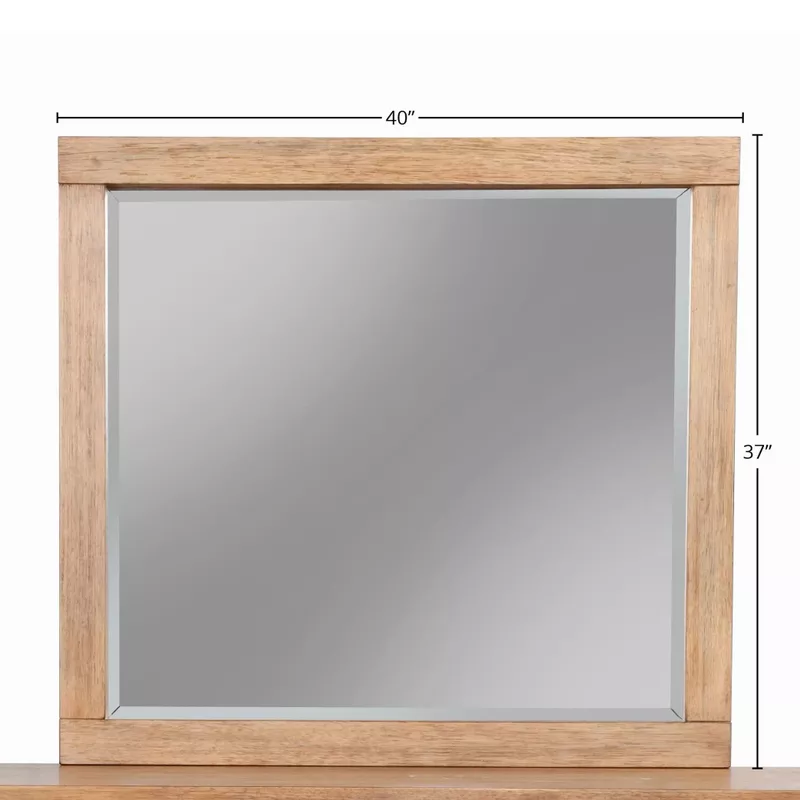 Alpine Furniture Easton Wood Dresser Mirror in Sand (Beige) - Beige/Brown - Beige/Brown