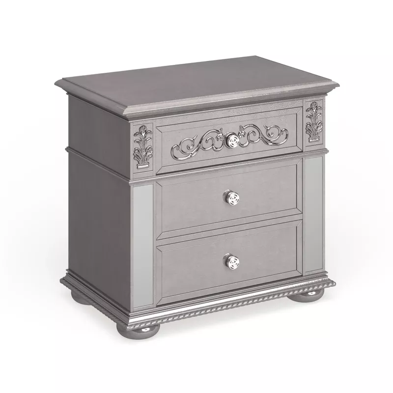 Silver Orchid Beaudet Glam Grey 3-drawer Nightstand