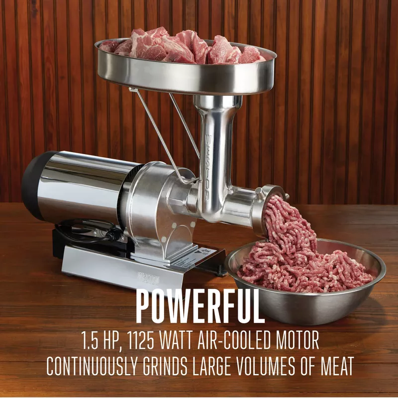 Weston Butcher Series 32 Commercial Grade Meat Grinder - 1.5 HP - Stainless Steel