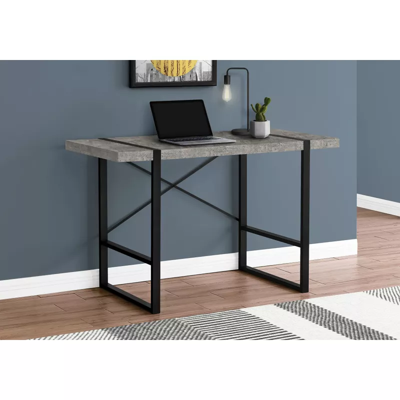 Computer Desk/ Home Office/ Laptop/ 48"L/ Work/ Metal/ Laminate/ Grey/ Black/ Contemporary/ Modern