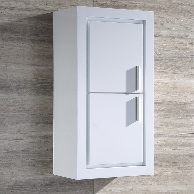 Fresca Allier White Bathroom Linen Side Cabinet with 2 Doors - Fresca Allier White Bathroom Linen Side Cabinet