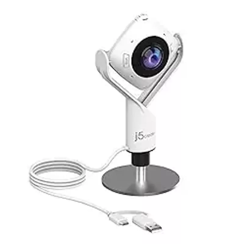 j5create 360 Degree All Around Meeting Webcam - 1080P HD Video Conference Camera with High Fidelity Microphone, USB-C ,  for Video Conferencing, Online Classes (JVCU360)