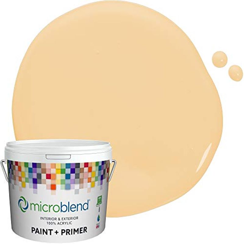 Microblend Exterior Paint and Primer - Yellow/Sundrenched Sand, Satin Sheen, 2-Gallon, Premium Quality, One Coat Hide, Low VOC,...