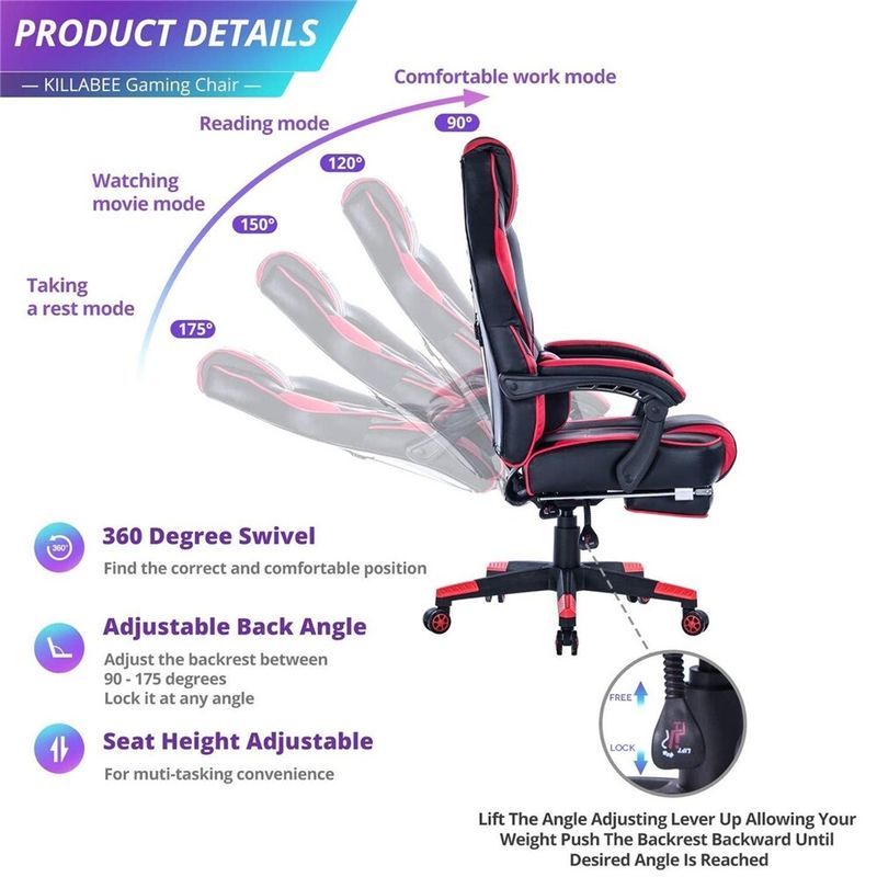 TiramisuBest  Gaming Chair Reclining Racing Computer Office Chair - Red