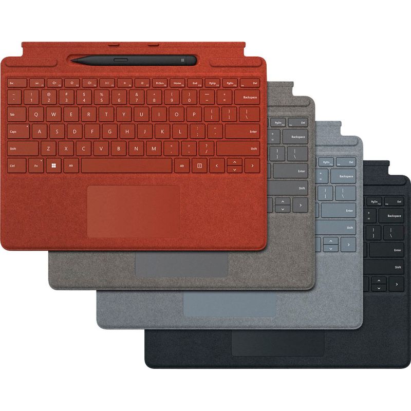 Alt View Zoom 13. Microsoft - Surface Pro Signature Keyboard for Pro X, Pro 8 and Pro 9 with Surface Slim Pen 2 - Poppy Red Alcantara Materi