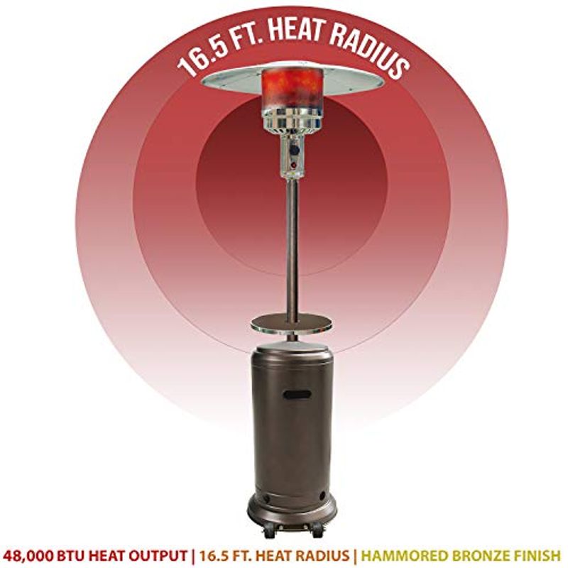 Hanover H001BR 7-Ft. 48,000 BTU Steel Propane Patio Heater, Hammered Bronze